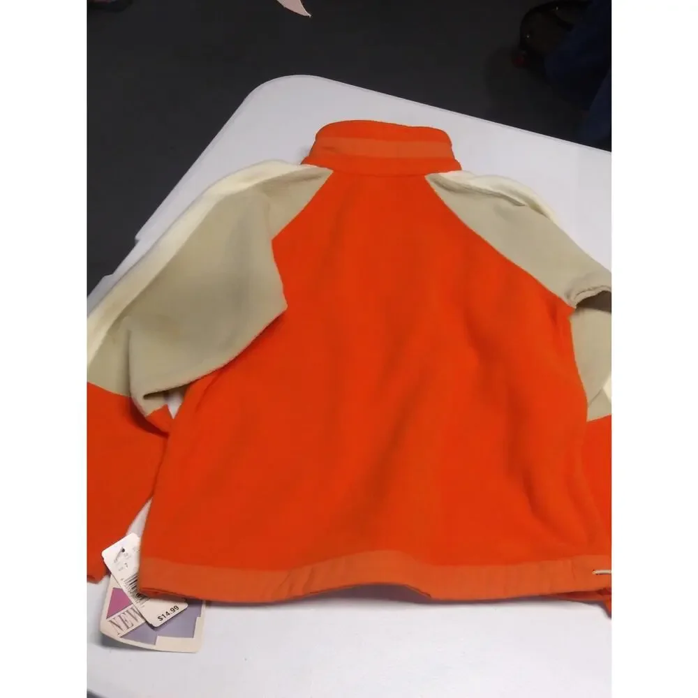 New Legends Vintage  Colorblock Orange & Cream Fleece Pullover Boys Size 7